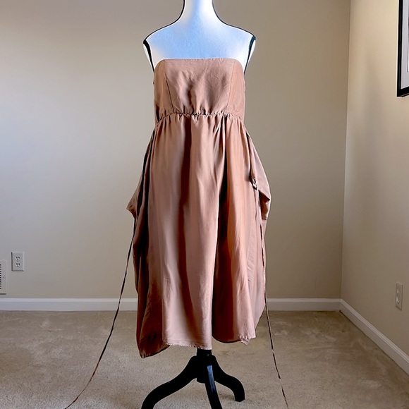 Manila Grace - Silk Blend Strapless Wrap Dress - IT 46 / US 6-8 - Made in Italy - Picture 3 of 8